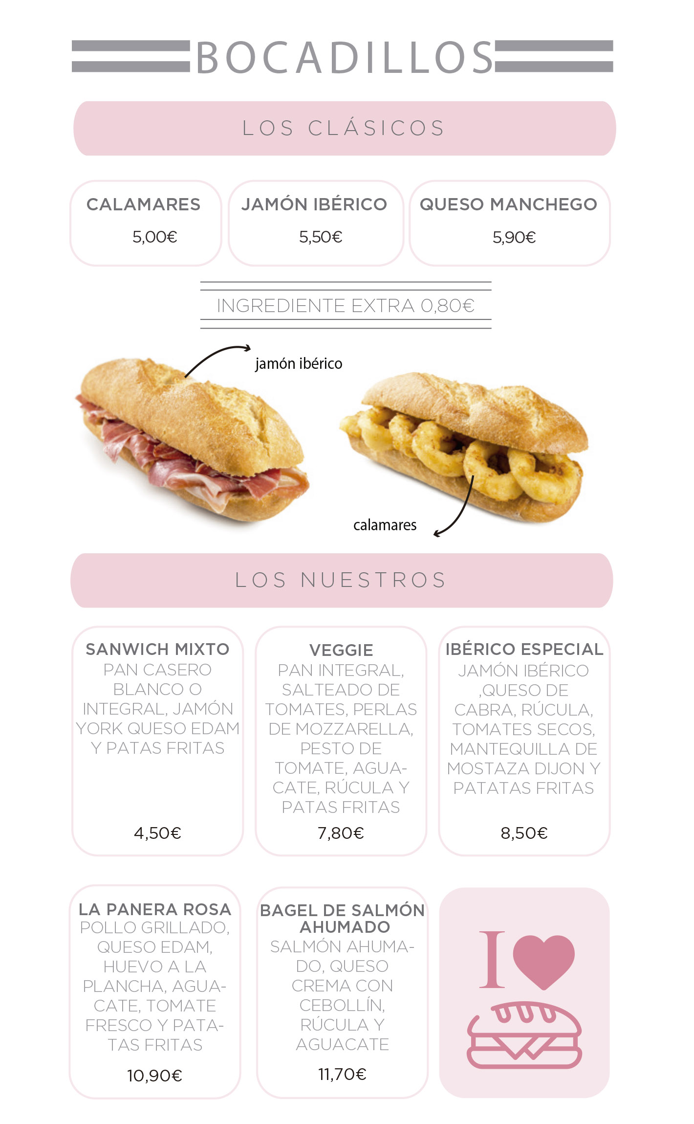 Bocadillos de La Panera Rosa